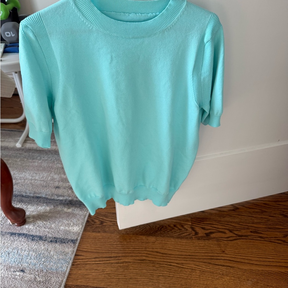 Chic Aqua Crew Neck Sweater